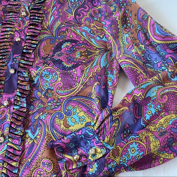 *SOLD* Dolce & Gabbana Silk Paisley Top Sz 42 - Picture 5 of 16